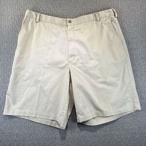 Haggar Chino Shorts Mens 38 Tan Flat Front Cotton Twill Casual Golf